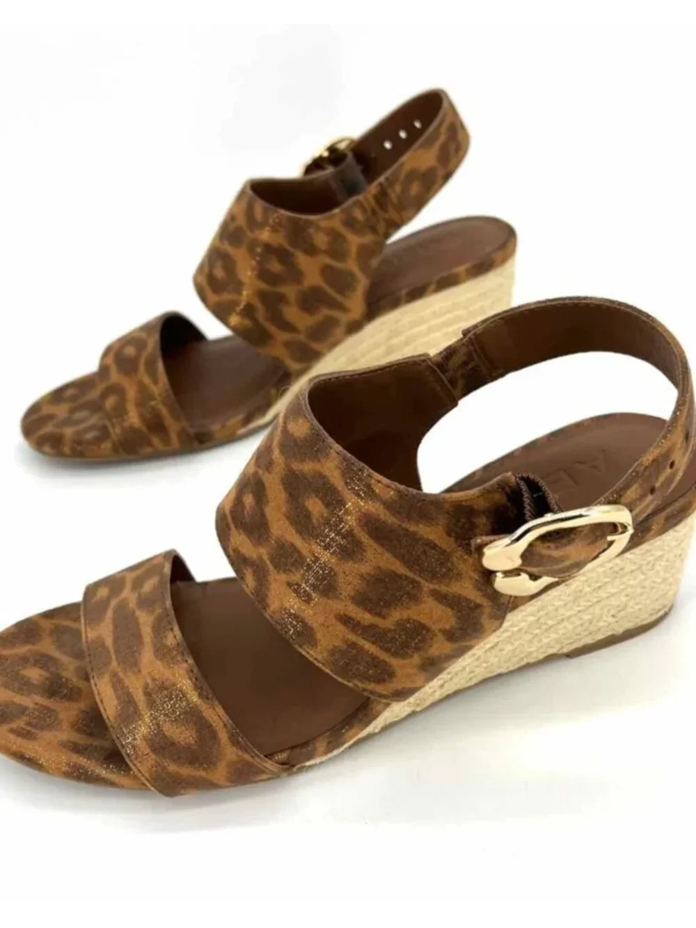 Aerosoles Worth Leopard Print Espadrille Wedge Sandals - Size 8